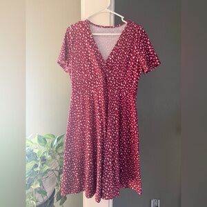 Floral Red Wrap Dress